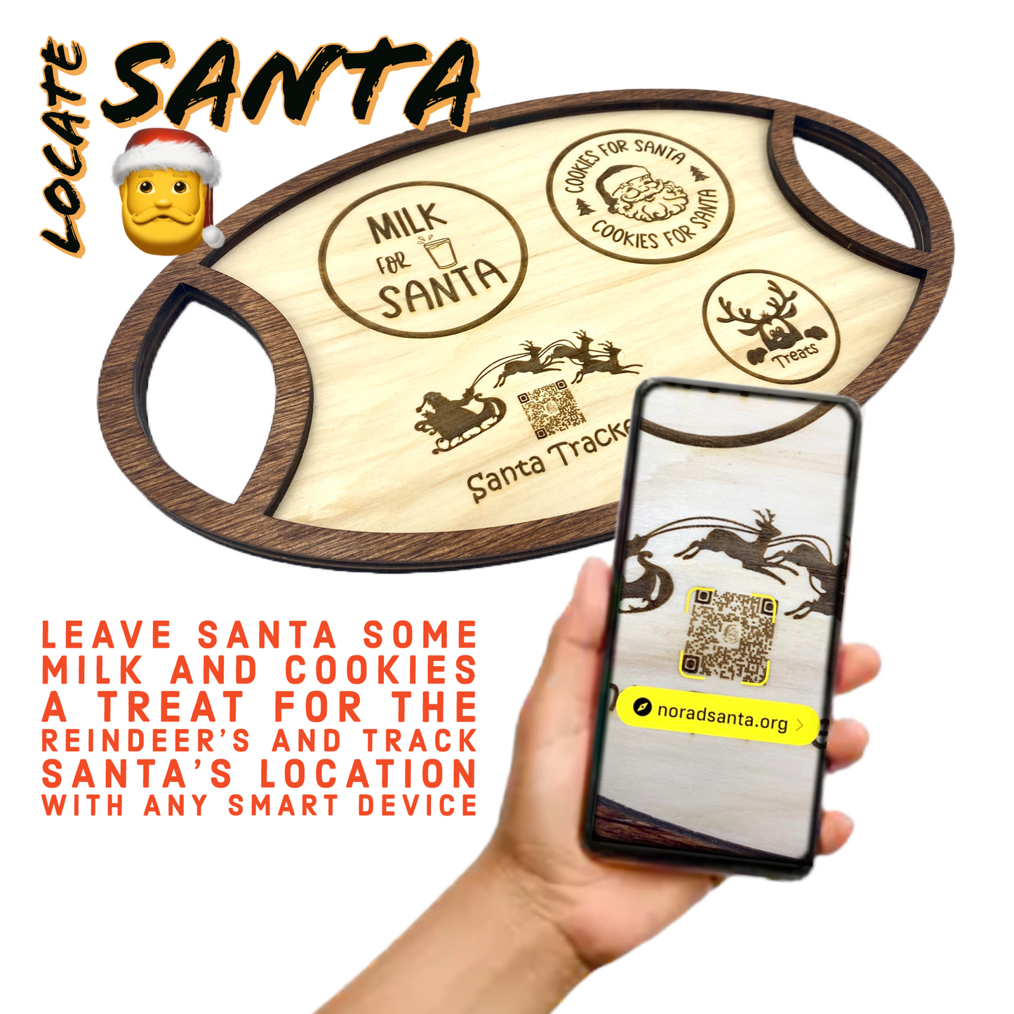 Digital Santa Cookie Tray and QR Code Tracker SVG, AI, and DXF Files for Christmas Fun