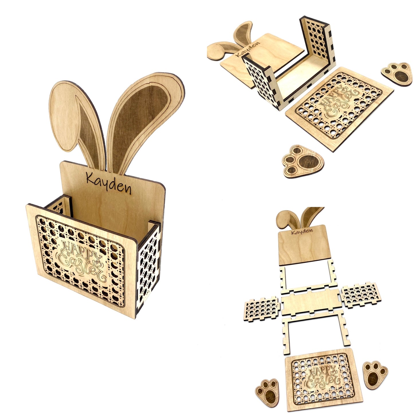 Free Easter Bunny Basket SVG - Laser Cut File with Commercial Licence