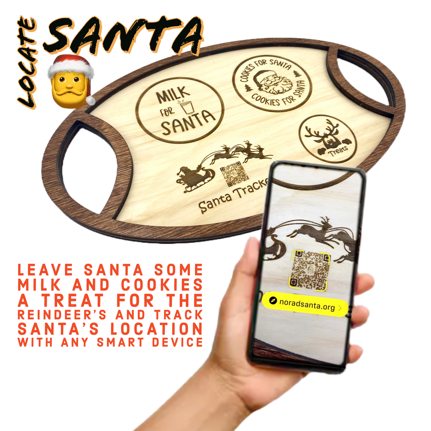 Digital Santa Tray and Tracker SVG, AI, and DXF Files for Christmas Fun