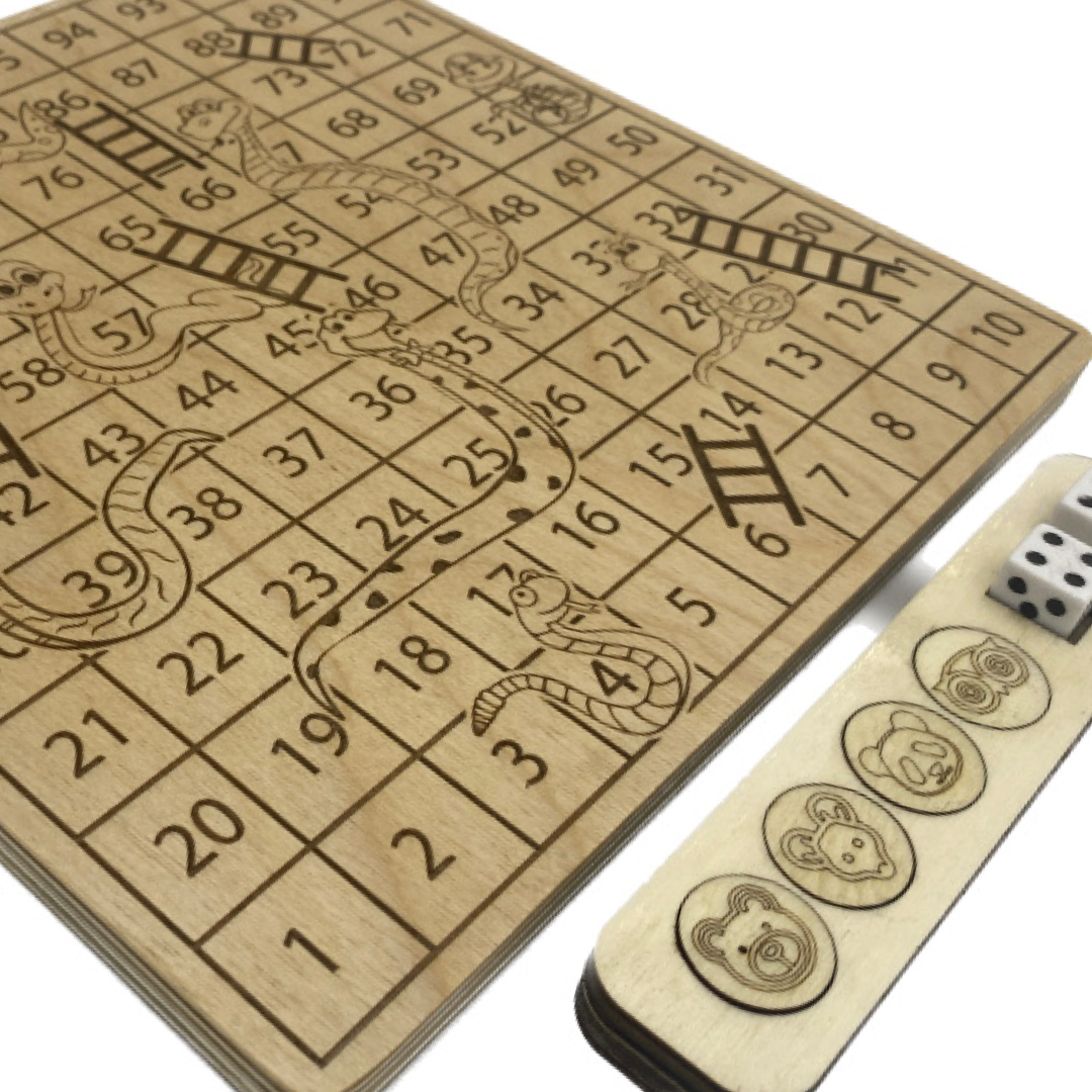 Digital Laser Cutting Files to Make Wooden Game Boards Snakes-Ladders Tic Tac Toe Checkers and Chess Bonus Case- Sleeve!