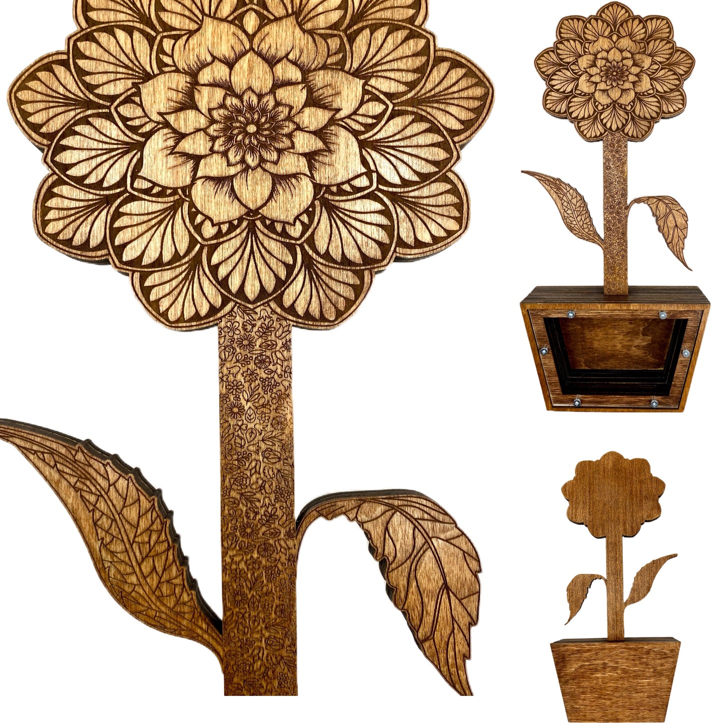 Digital file to create a beautiful flower piggy bank laser cutting