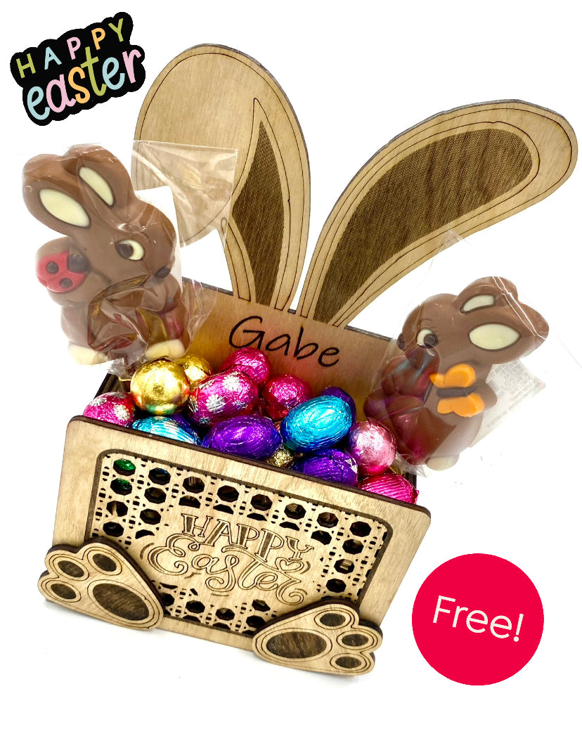 Free Easter Bunny Basket SVG - Laser Cut File with Commercial Licence