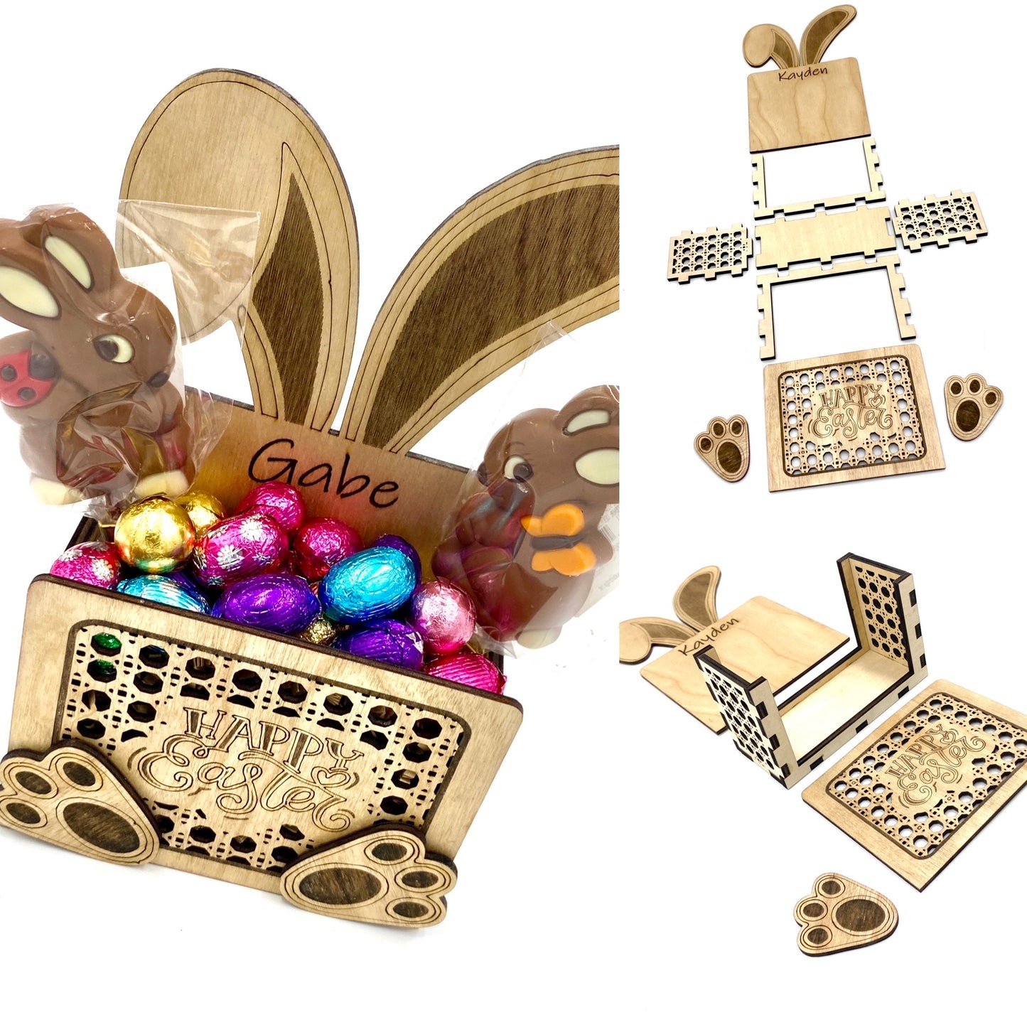 Free Easter Bunny Basket SVG - Laser Cut File with Commercial Licence