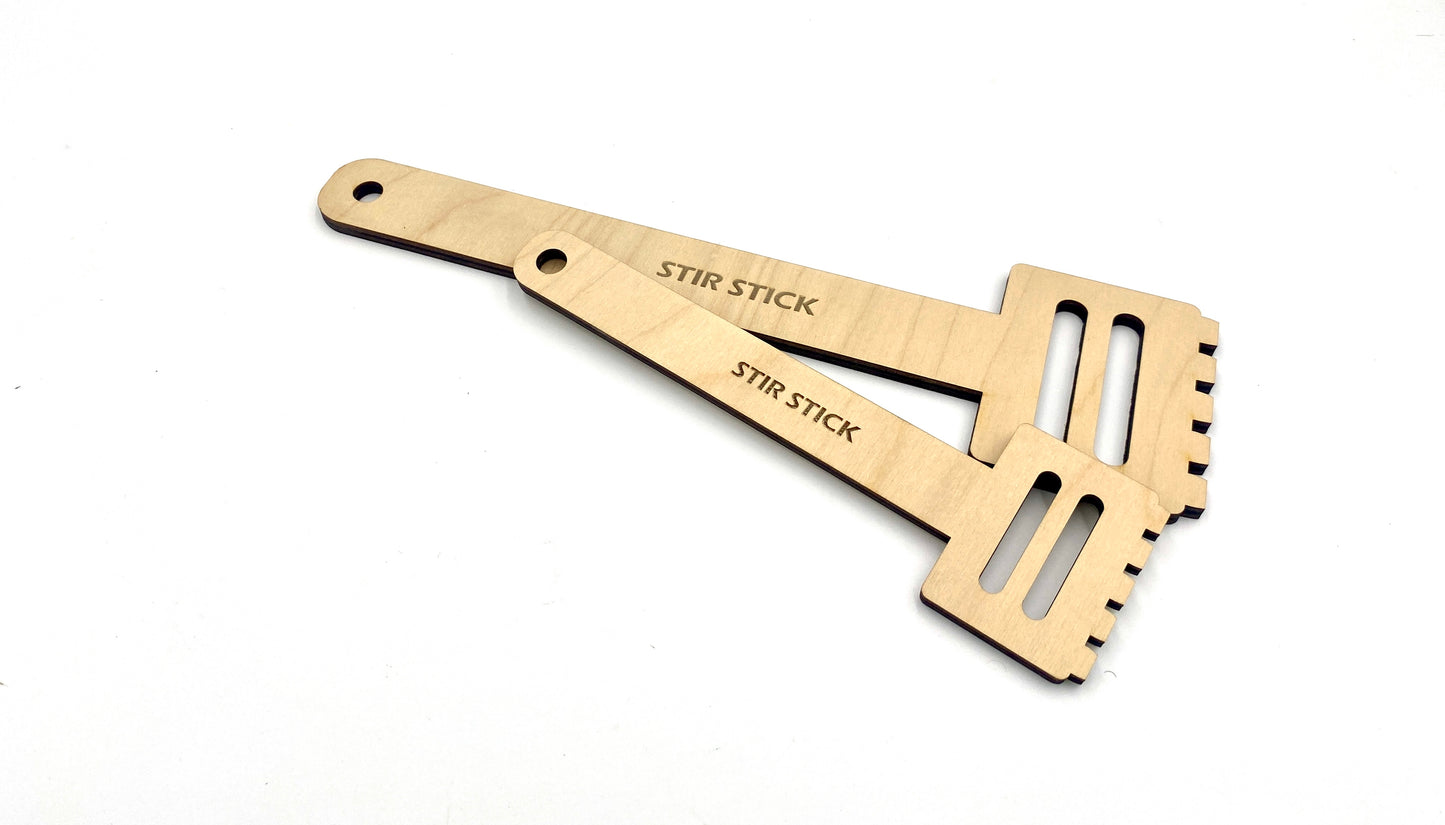 Digital SVG, DXF and AI files to Make Laser cut paint stain Stir Sticks a must for every craft shop