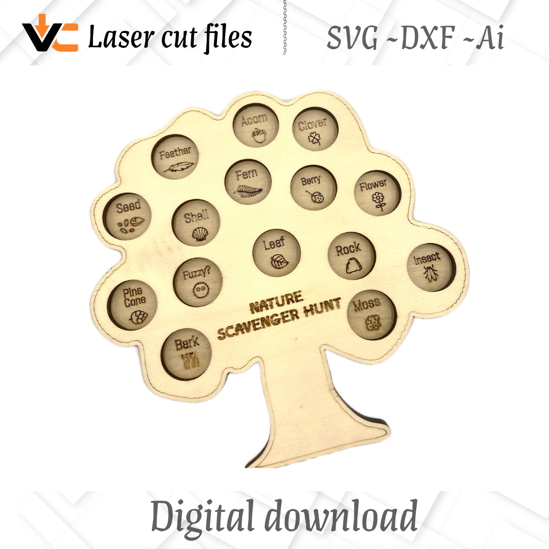 Digital SVG, Ai, DXF Files to Make Scavenger Hunt Tree Laser Cutting/Engraving