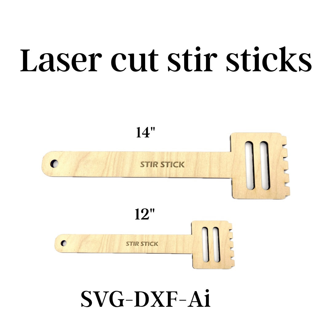 Digital SVG, DXF and AI files to Make Laser cut paint stain Stir Sticks a must for every craft shop