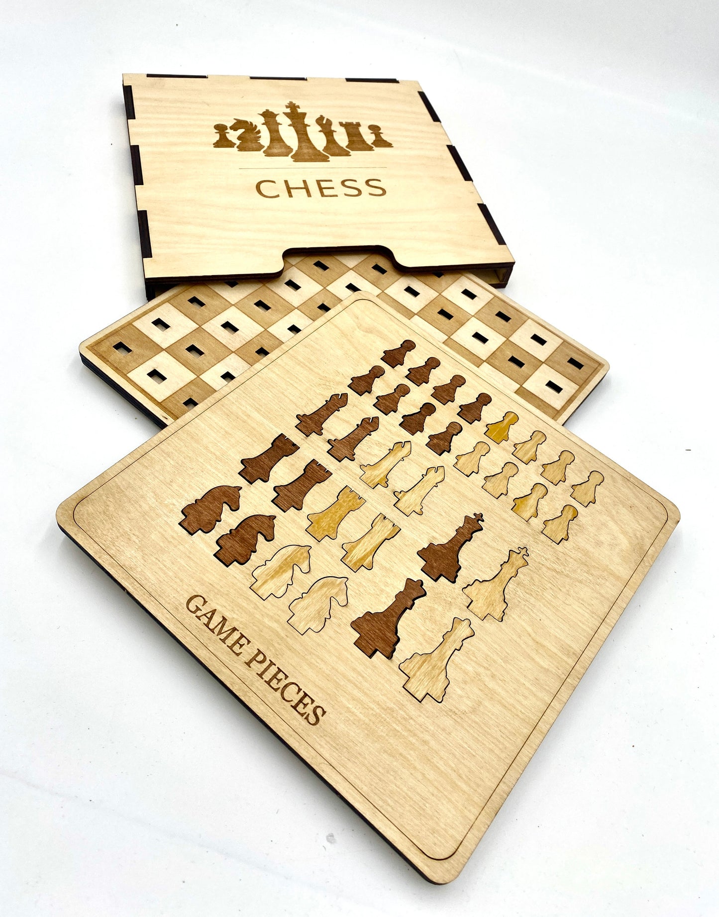 Digital SVG, Ai, DXF Files to Make This Chess Game Board Laser Cutting Files Bonus New Case and Sleeve