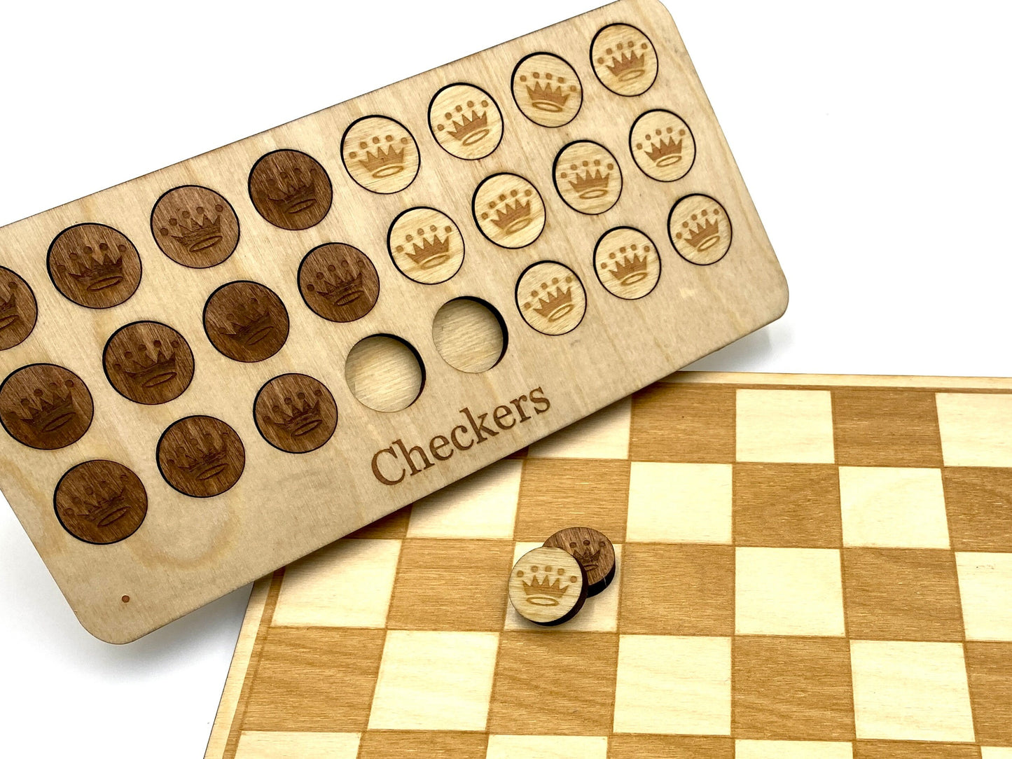 Digital SVG,AI & DXF files to make wooden replacement checkers pieces in 3 different sizes for any board