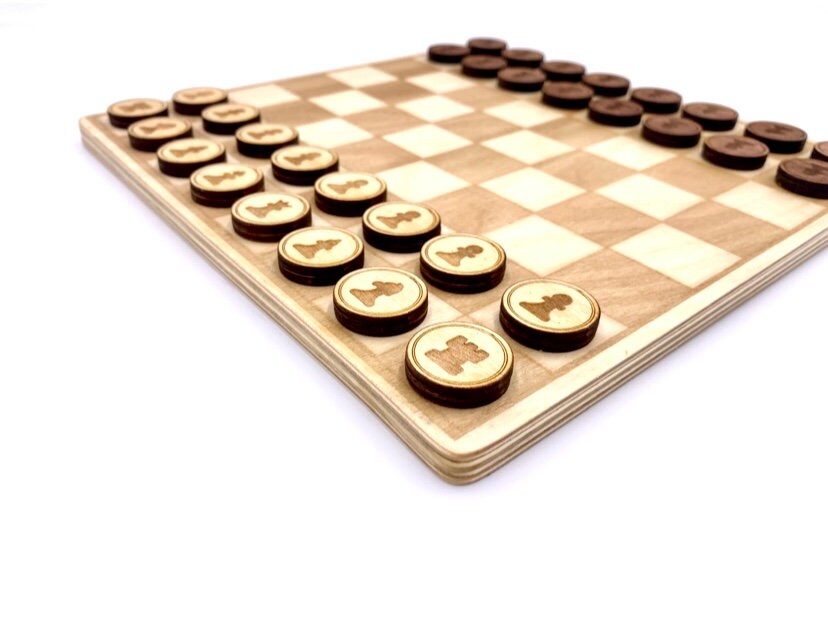 Digital SVG, DXF and Ai Files to Make Combo Chess and Checkers Game Board Laser Cutting Bonus Case & Sleeve