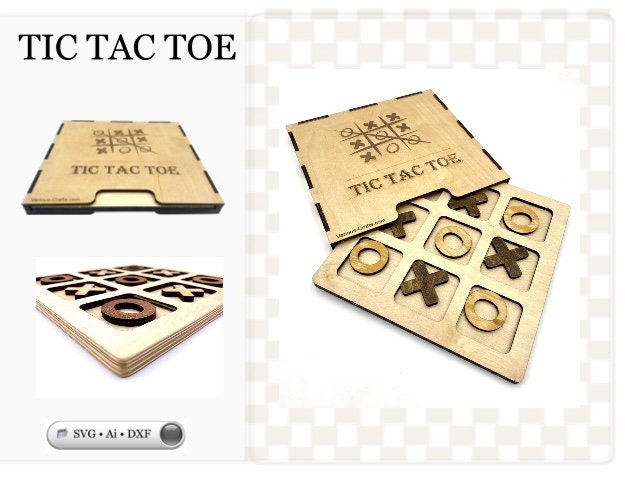 Digital Laser Cutting Files to Make Wooden Game Boards Snakes-Ladders Tic Tac Toe Checkers and Chess Bonus Case- Sleeve!