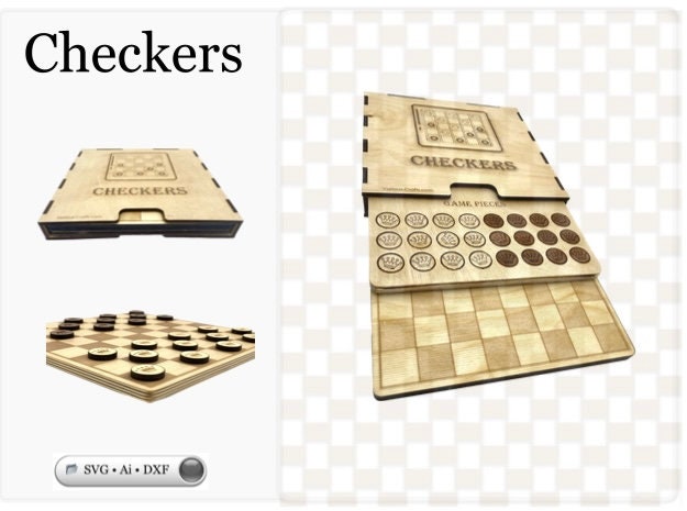 Digital Laser Cutting Files to Make Wooden Game Boards Snakes-Ladders Tic Tac Toe Checkers and Chess Bonus Case- Sleeve!