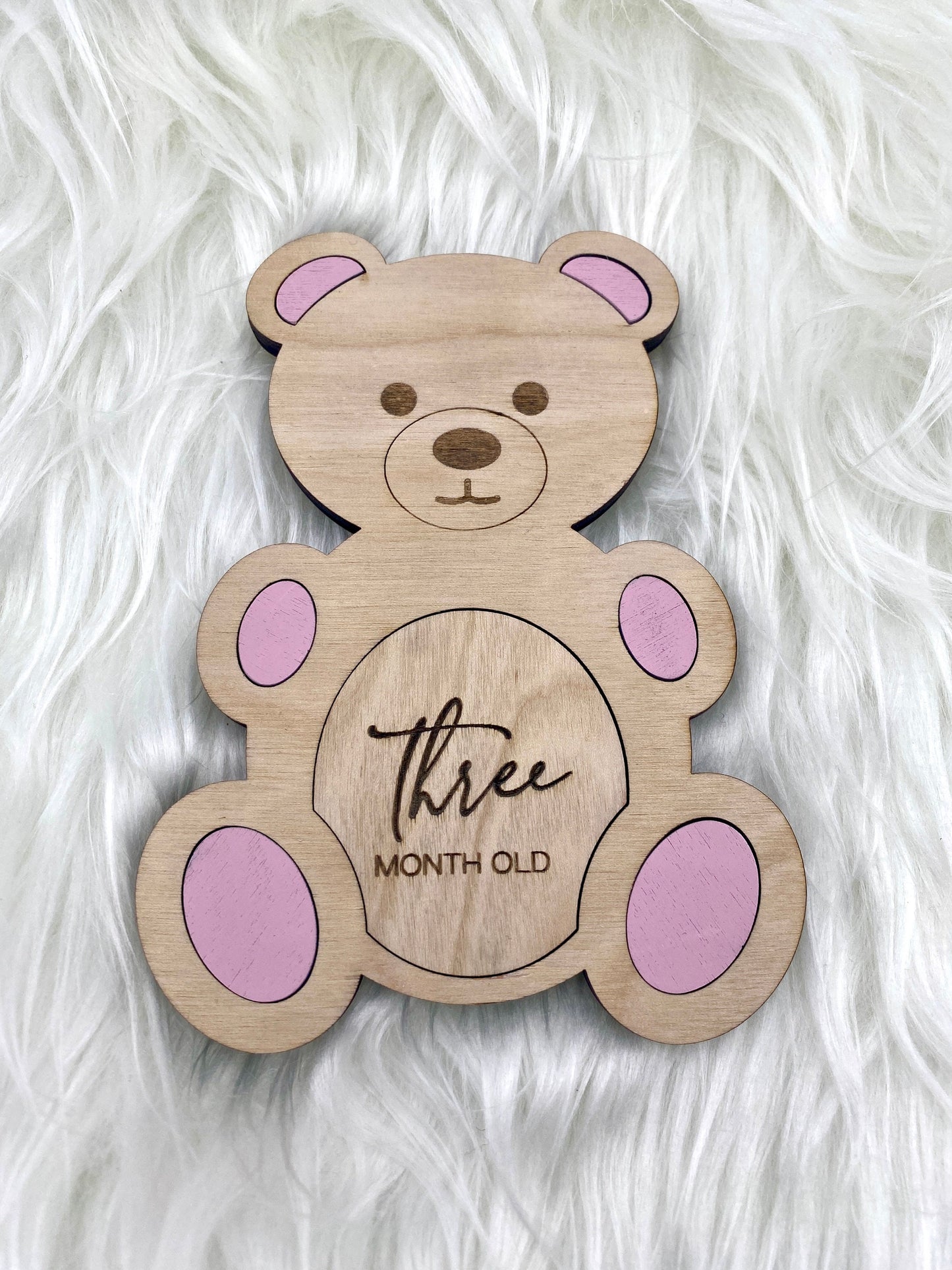 Digital SVG AI DXF Files Laser Engraving Teddy Bear Milestones Set with wooden case. Baby shower gifts for expectant mothers