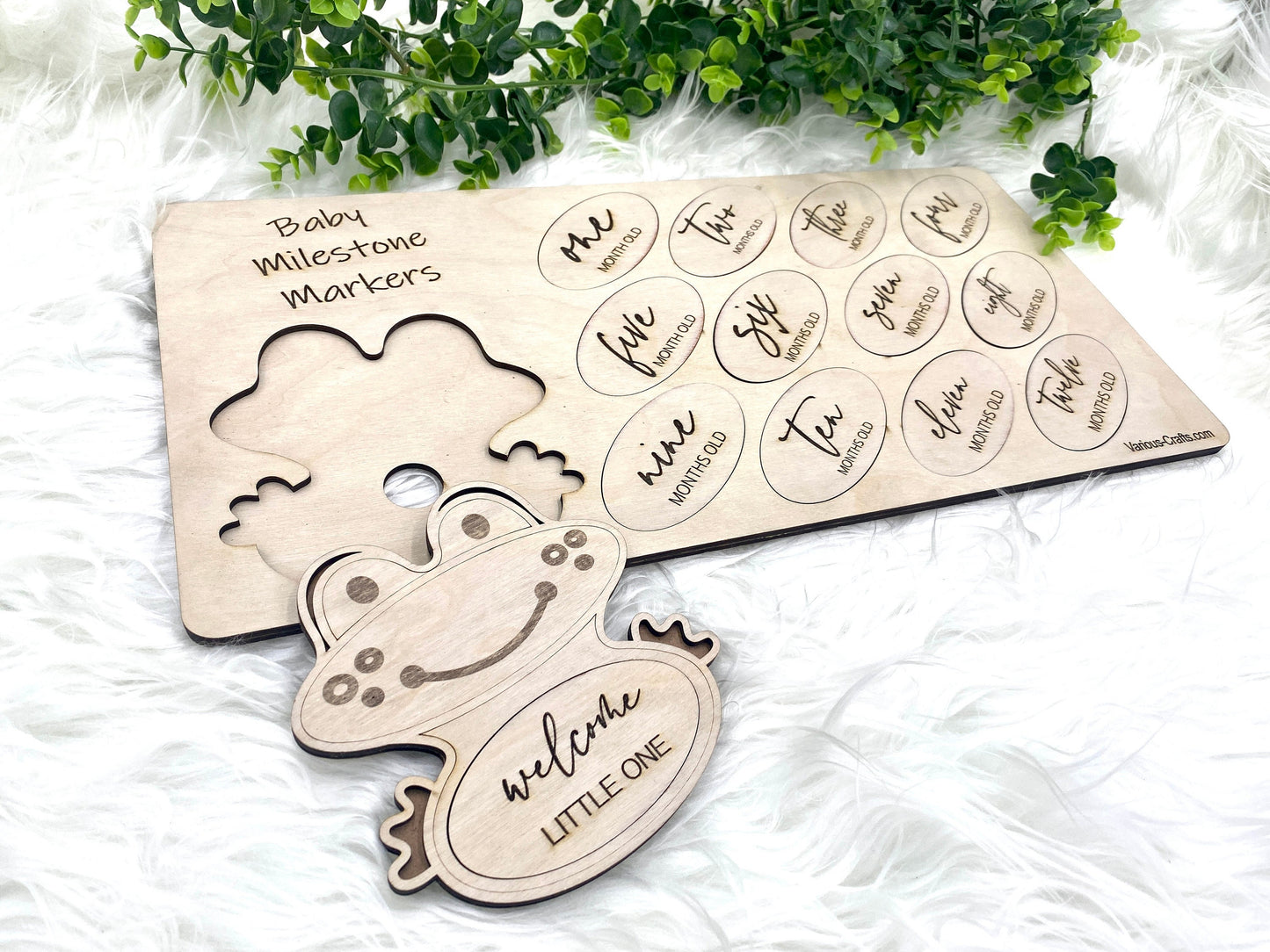 Digital SVG AI DXF Files Laser Engraving Frog Milestones Set with wooden case. Baby shower gifts for expectant mothers